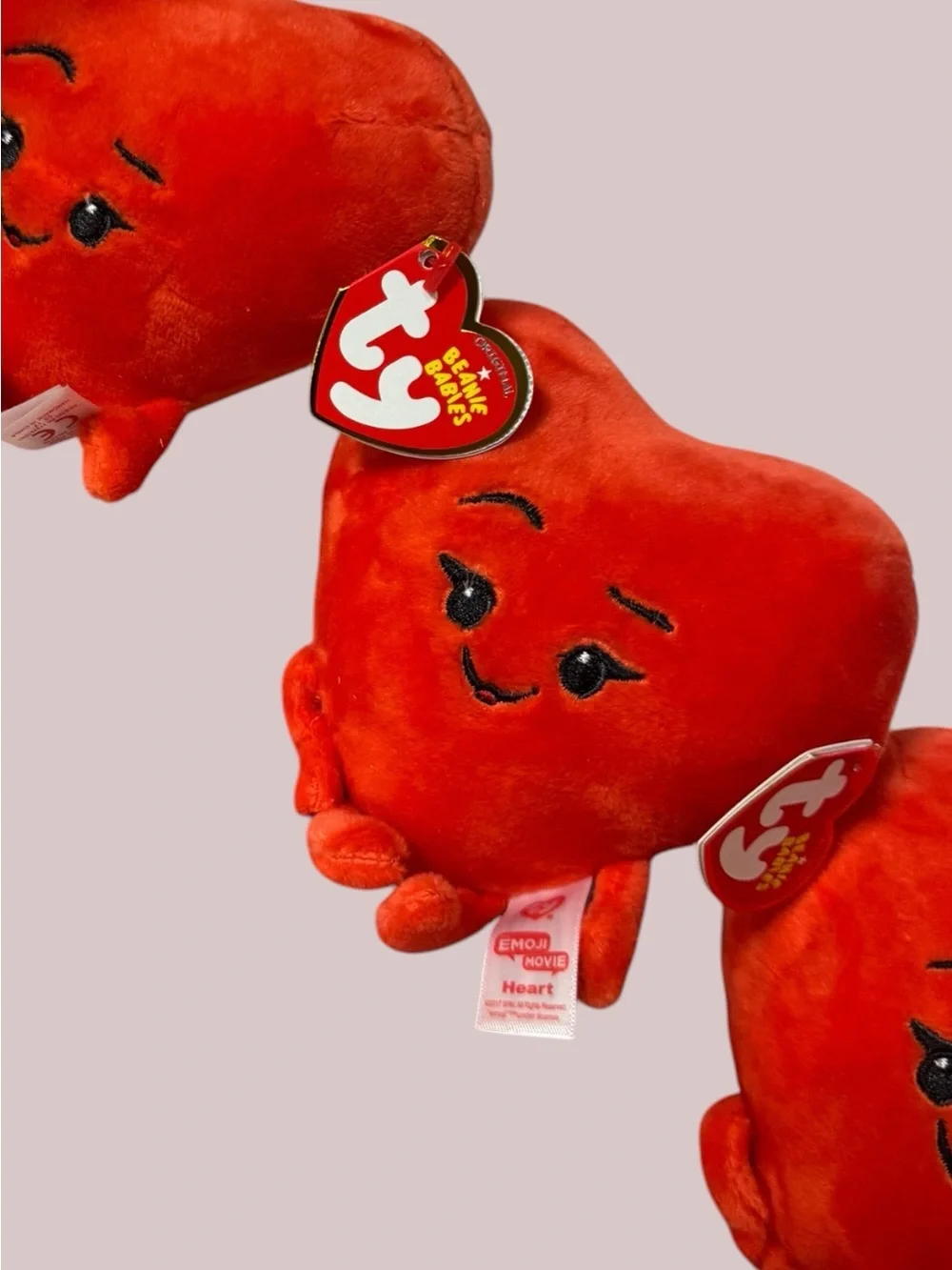 Lot of 6 Ty Beanie Babies The Emoji Movie “Heart” Red Plush 42299 w/ Tags